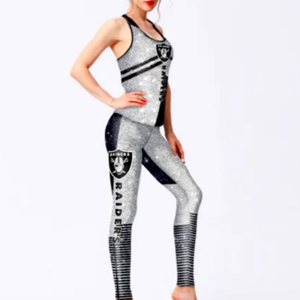 Oakland Raiders Tank Top and Leggings Set